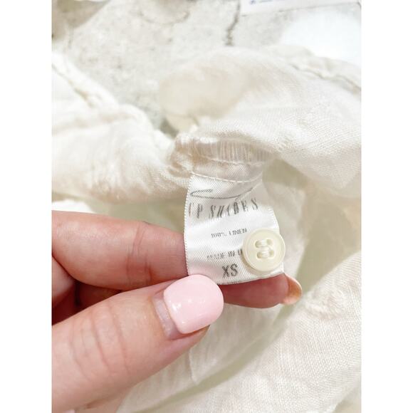 CP Shades Floral Embroidered White Linen Tunic Top Tunics Pockets XS - Picture 8 of 11